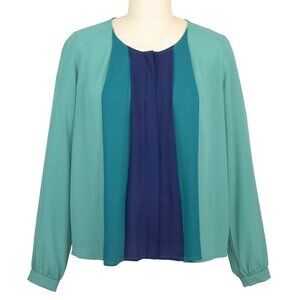Love 21 Colorblock Ombre Blouse Teal & Blue  – Size Small